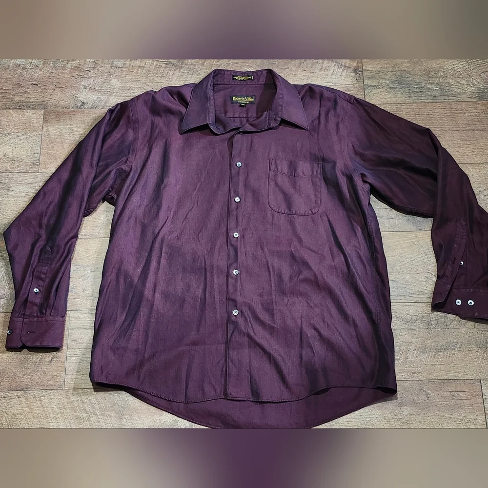 Villini (Roberto) men's black & red striped long sleeve button up - Picture 8 of 9